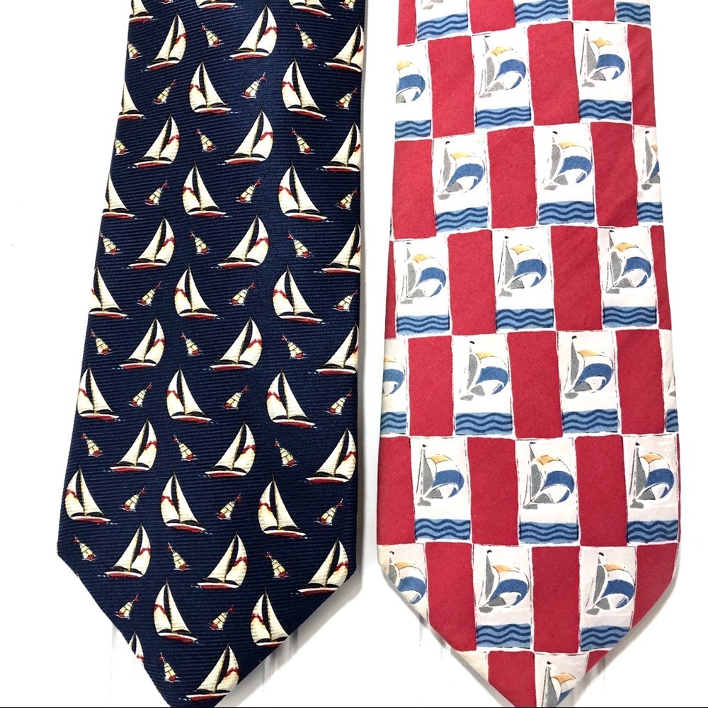 Set of 2 Sailing Ties Lands’ End Long